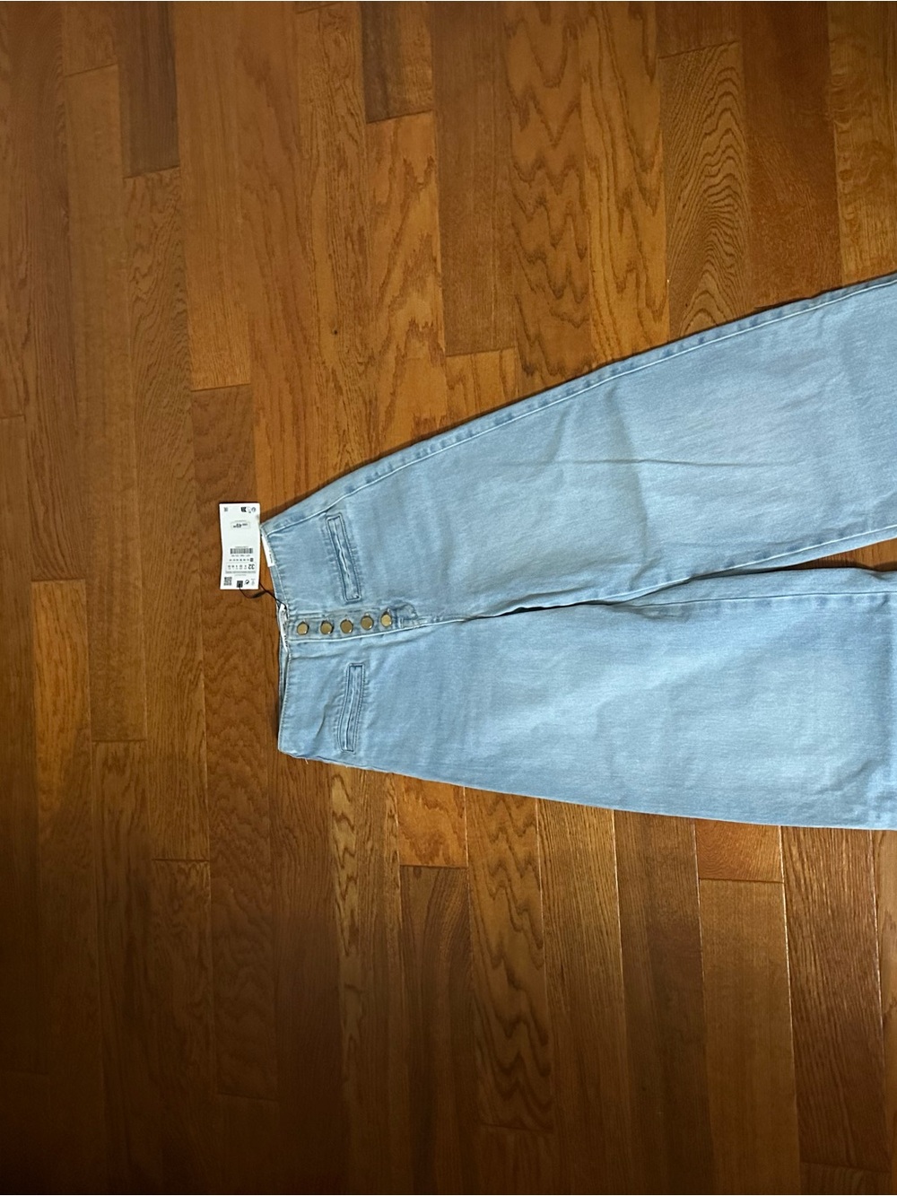 Zara Light Blue Wide-Leg High-Rise Button-Fly Jeans